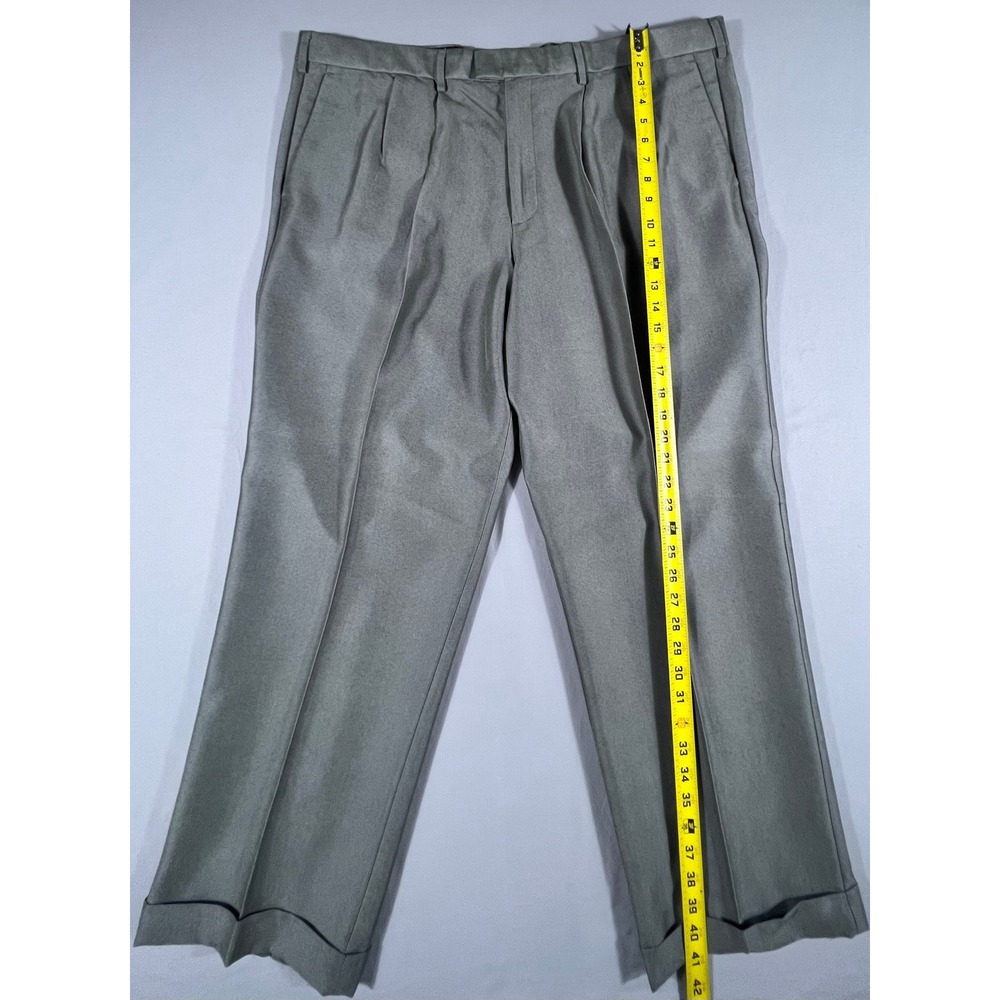 Dockers Men's Pleated Relaxed Fit Trousers Grey Tencel Blend Cuffed Pants 44x30 - Picture 7 of 10
